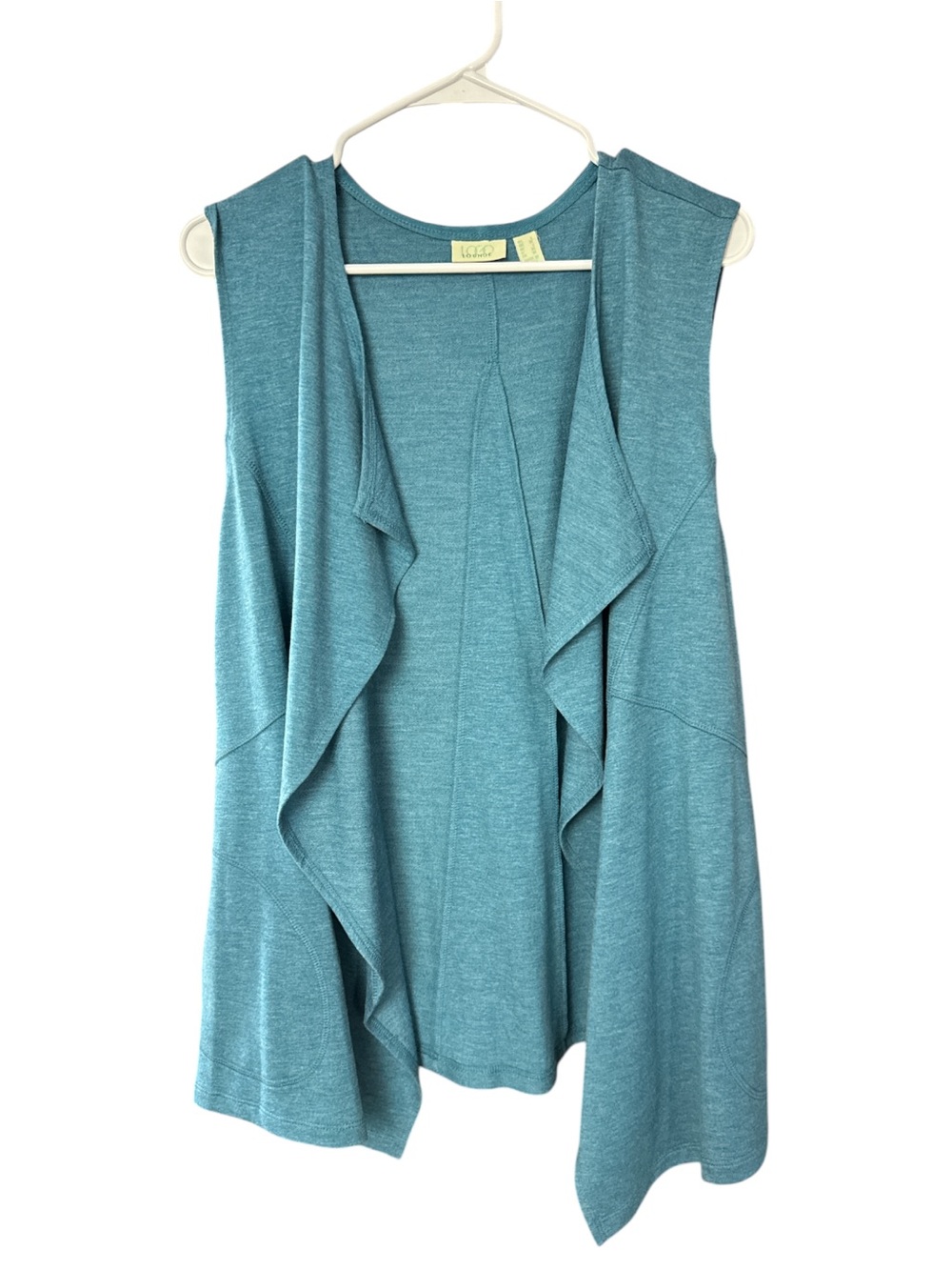 LOGO Lounge Draped Sleeveless Cardigan Vest Heathered Blue Large